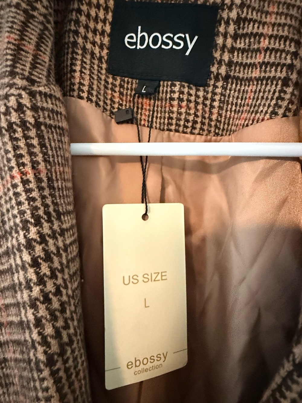 NWT Ebossy Brown Glen Plaid Houndstooth Blazer Jacket Single Button Casual Work🧡 - Picture 6 of 8